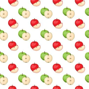 Apple flat seamless pattern on white background. イラスト素材