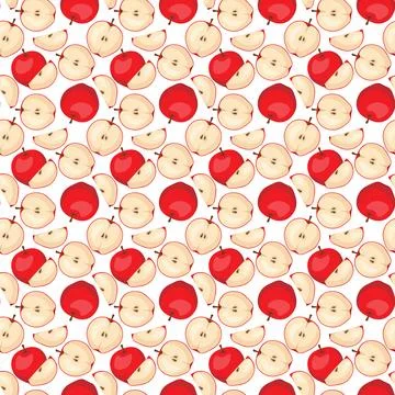 Apple flat seamless pattern on white background. Stock Illustration