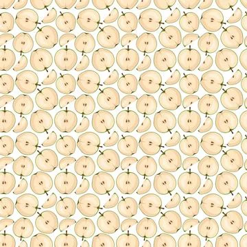 Apple flat seamless pattern on white background. Stock Illustration
