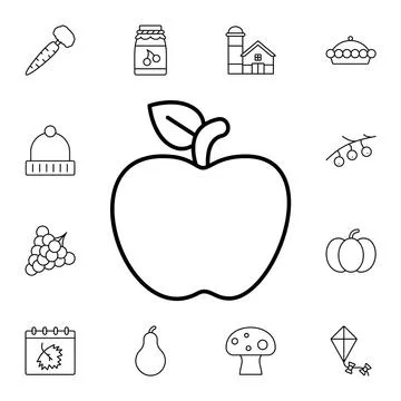 Apple flat vector icon in autumn pack Stock Illustration
