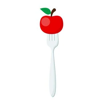 Apple on forks Concept of diet. Vector illustration. Stock Illustration