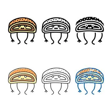 Apple forms strudel dessert character color icon vector Stock Illustration