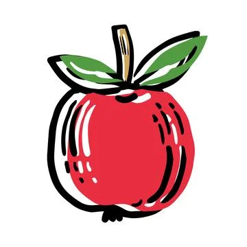 Apple Free hand vector drawing. Vector object of a red apple with a white Illustrazione stock