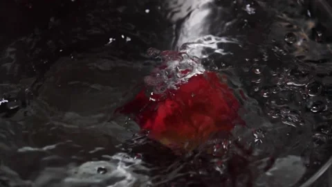 Apple fresh falling into water in slow motion water splashing Video stock 151060249