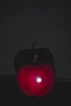 Apple fruit, abstract shadow, black background Stock Photos