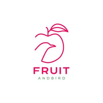 Apple fruit with bird head lines minimal logo design vector icon illustrati.. Illustrazione stock