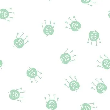 Apple fruit character glyph seamless pattern Stock Illustration