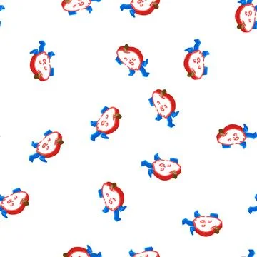 Apple fruit character isometric icon seamless pattern 스톡 일러스트