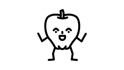 Apple fruit character line icon animation Stock Footage 326767131