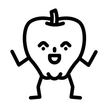 Apple fruit character line icon vector illustration Stock Illustration