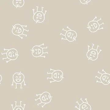 Apple fruit character line seamless pattern 스톡 일러스트
