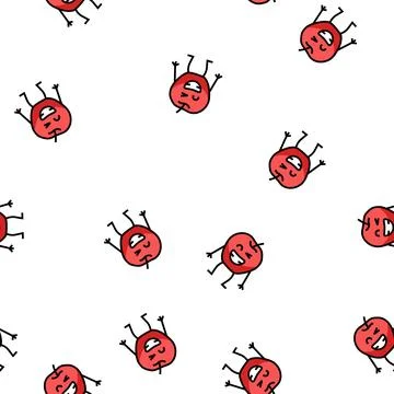 Apple fruit character vector seamless pattern 스톡 일러스트
