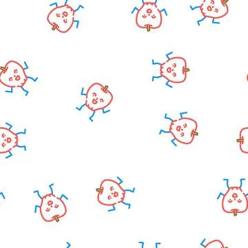 Apple fruit character vector seamless pattern Stock Illustration