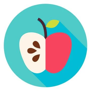 Apple Fruit Circle Icon Stock Illustration