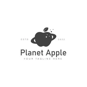Apple fruit with circle ring planet logo design icon illustration Stock Illustration