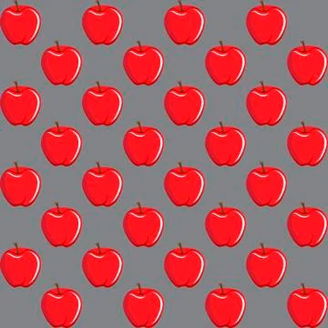 Apple fruit contour abstract seamless pattern on grey background Illustrazione stock