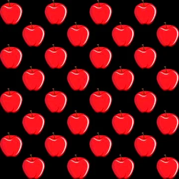 Apple fruit contour abstract seamless pattern on black background Stock Illustration