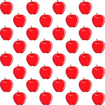Apple fruit contour abstract seamless pattern on white background Stock Illustration
