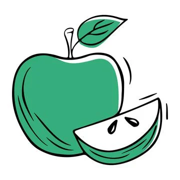 Apple fruit drawn in doodle style. Vector illustration Stock Illustration