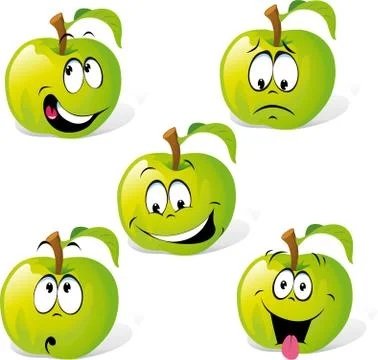 Apple fruit face cartoon face expression design Stock Illustration