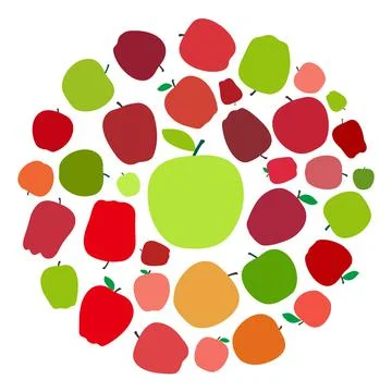 Apple fruit flat icon set in an circle vector illustration Illustrazione stock