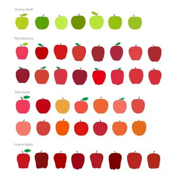 Apple fruit flat icon set vector illustration Stock Illustration