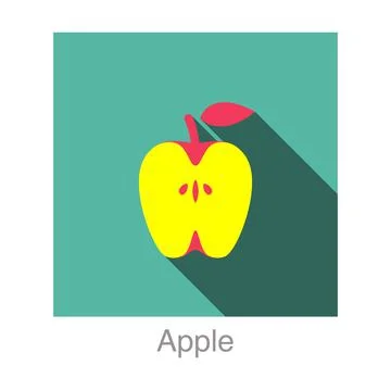 Apple fruit flat icon, vector illustration Stock Illustration