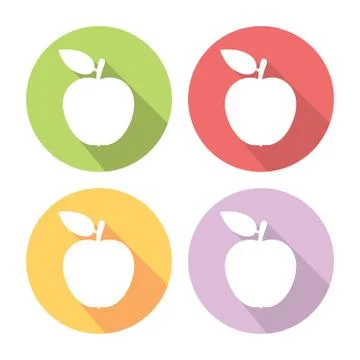 Apple Fruit Flat Icons Set Stock Illustration