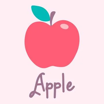 Apple Fruit graphic drawing with label Stock Illustration