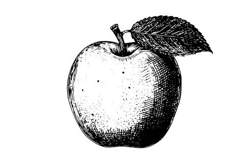 Apple fruit hand drawn ink sketch. Engraved style vector illustration. Stock Illustration