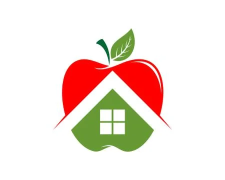 Apple fruit with house inside Stock Illustration
