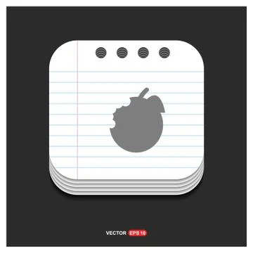 Apple fruit icon Gray icon on Notepad Style template Vector EPS 10 Free Icon Stock Illustration