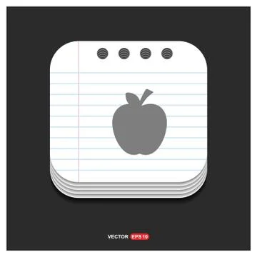 Apple fruit icon Gray icon on Notepad Style template Vector EPS 10 Free Icon Stock Illustration