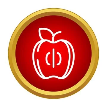 Apple fruit icon in red circle button Stock Illustration