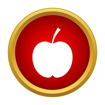 Apple fruit icon in red circle with gold border 스톡 일러스트