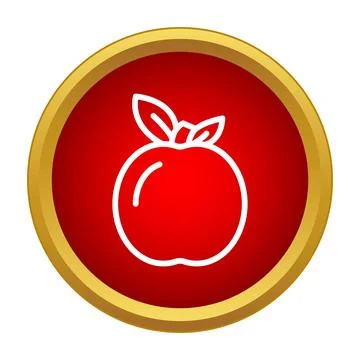 Apple fruit icon in a red circle button Stockillustratie