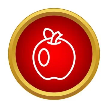 Apple fruit icon in red circle golden frame 스톡 일러스트
