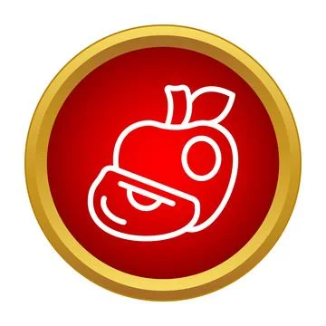Apple fruit icon with slice on red circle Illustrazione stock
