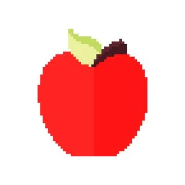 Apple fruit illustration with pixel theme Stock Illustration