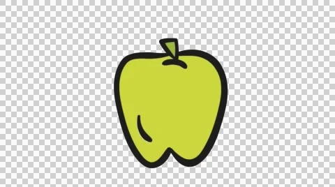 Apple fruit line drawing illustration animation transparent background Stock Footage 45202842