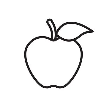 Apple Fruit Line Icon Isolated Vector Illustration Stock Illustration