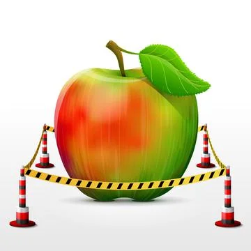 Apple fruit located in restricted area Stock Illustration