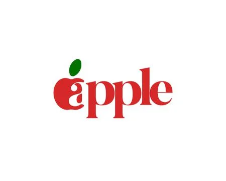 Apple fruit logo. Letter A initial inside apple silhouette Stock Illustration