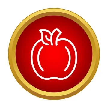 Apple fruit outline icon in red gold circle Stockillustratie