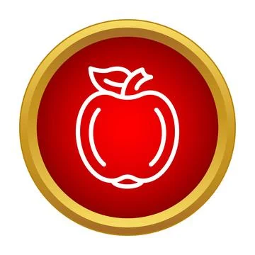 Apple fruit outline icon in red button Stockillustratie