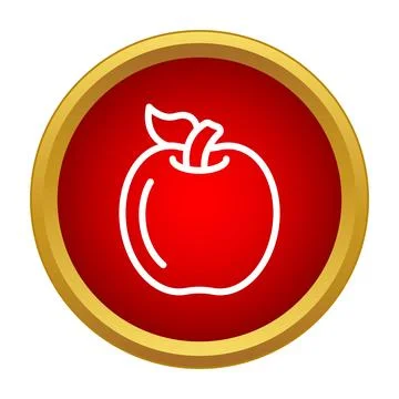 Apple fruit outline icon in red button イラスト素材