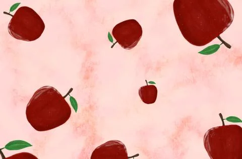 Apple fruit pattern on pink background, Beautiful. Illustrazione stock