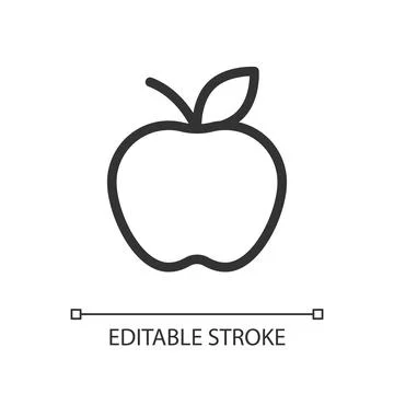 Apple fruit pixel perfect linear ui icon Stock Illustration
