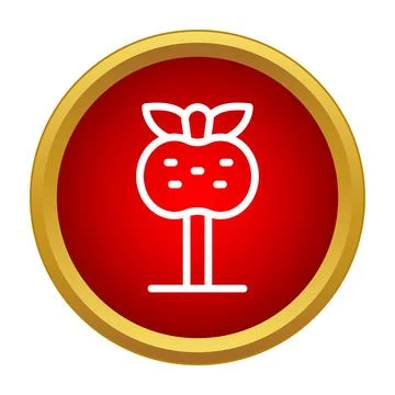 Apple fruit plant growing icon red button Stockillustratie