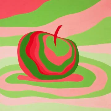 Apple fruit psychedelic illustration optical illusion. Stock Illustration